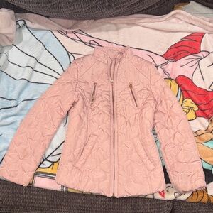 SO Light Pink Quilted Puffer Jacket with Gold Zippers